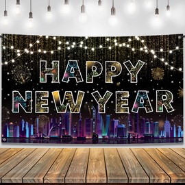 KatchOn, XtraLarge Happy New Year Banner - 72x44 Inch | Colorful Happy New Year Decorations 2024 | Happy New Year Backdrop, New Years Decorations | New Years Banner, New Years Eve Party Supplies 2024