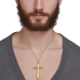 FVCENT Gold Cross Necklace Men's and Women's Jewelry Alloy Chain Pendant Party Clothing Accessories Role Playing Dress Up