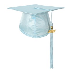 D DODOU Kindergarten Graduation Cap for Kids Shiny Preschool Cap with Year Charm Tassel (US, Alpha, One Size, Sky Blue)