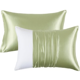 Heywaller Satin Pillowcases for Hair and Skin - Sage Green Queen Size Pillow Cases 2 Pack - Similar to Silk Pillowcases with Envelope Closure - Soft & Silky Pillow Covers for Him or Her