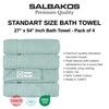 SALBAKOS 4-Piece 100% Turkish Cotton Bath Towels, 27x54 inch, Seafoam