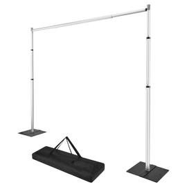 Hecis Pipe and Drape Backdrop Stand Kit, 8ftx10ft Heavy Duty Backdrop Stand, Adjustable Metal Pipe and Drape Stand, Background Stand for Parties Birthday Party Baby Shower Wedding Decorations