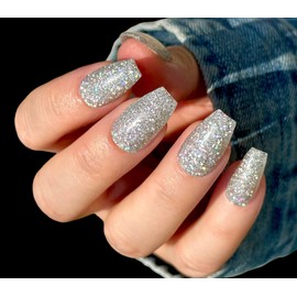 TOUGH GIRLS | Dip Powder | Includes Cuticle Stick, Nail File, Nail Buffer & Nail Wipes (Silver Sparkles | 2-Pack)