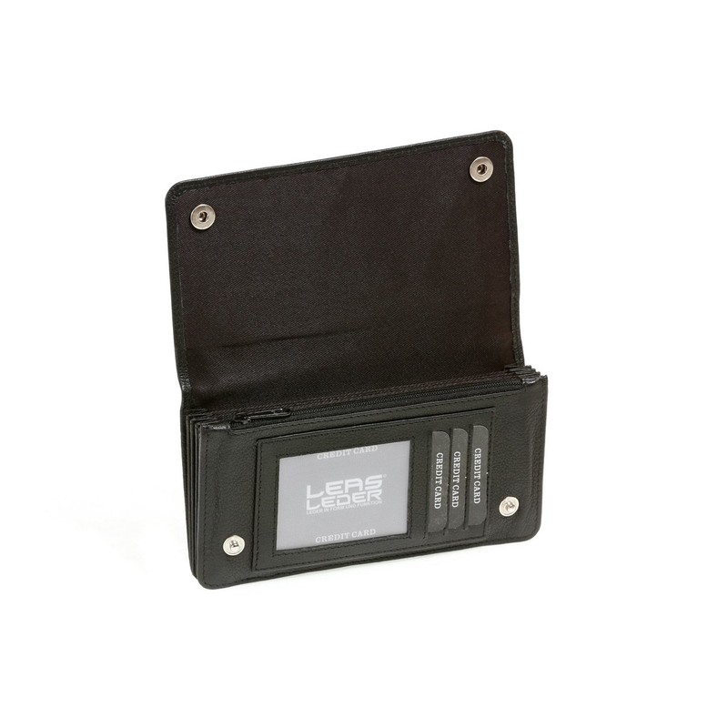 Biker Trucker Wallet Long Format Genuine Leather Black, black