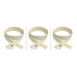 Invisible (Conceal) YKK Zippers - Perfect for Clothes, Crafts & Sewing Projects - Natural #801 - Choose Your Length - Made in The United States (3 Zippers Per Pack) (9" Inches)