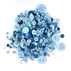 1Pack Assorted Buttons for Crafts,Blue Round Resin Buttons for DIY Sewing Knitting,Approx 660pcs,0.7-3.5MM