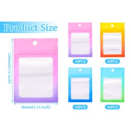 Craftdady 40 Pack Resealable Smell Proof Bags, Gradient Mylar Bags with Clear Window, 4.72 x 3.15 Inch Self Seal Bags Food Storage Bags Foil Pouch Bags for Candy Small Jewelry Product Packaging