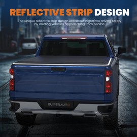 KUIPERAUTO 5FT Tri Fold Soft Folding Truck Bed Tonneau Cover Compatible for Nissan Frontier 2005-2025 Fleetside On Top w/Reflective Strip 60Inch