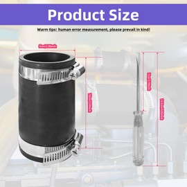 2 Pcs 2''x100mm Flexible TPE Coupling with Stainless Steel Clamps - High Temp Resistant Pipe Connector for Dust Collection Hose & Pipe Supports, Screwdriver Included, Industrial, HVAC, Plumbing Use