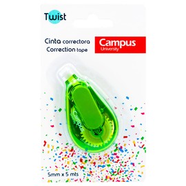 Campus Correction Tape, 5 m, Ergonomic Mini Writing Corrector with Soft Correction, Correction Tape for Pens of 5 mm, Ideal for Office and School Supplies (Green, 12 Pack)