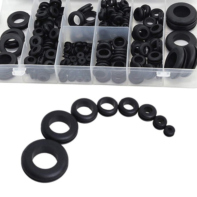 Wolfride 180Pcs Rubber Grommet Assortment Kit O Ring Washer Set