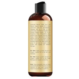 100% Pure Handcraft Blends USDA Organic Jojoba Oil - Cold-Pressed 8 Fl Oz - 100% Pure and