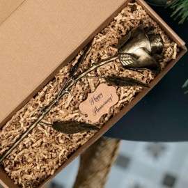 BESZONE 8 Year Anniversary Bronze Gift for Her - Metal Rose Gifts 8th Wedding Anniversary 19th 19 Year for Him Wife Husband Couples, Everlasting Rose Handcrafted Flower Stained Eternal Artwork Home Decor