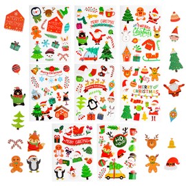 Dohia Christmas Stickers Merry Christmas Santa Adhesive Stickers for Boys Girls New Year Eve Waterproof Envelopes Water Bottle Crafts Scrapbook Sticker Decor Party Goodie Gifts Bags Decor D2-SDTZ