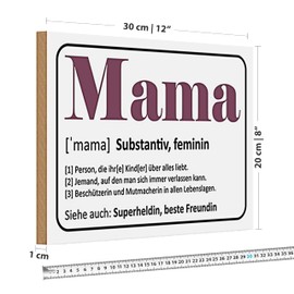 Holzschild Mama | Definition | Superheldin | Geschenkidee | 20 cm x 30 cm
