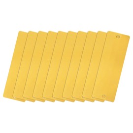 QUARKZMAN Pack of 10 45 x 15 x 0.3 mm Aluminium Blank Labels Rectangle Engraving Blanks Card with 2 Holes for Machines Name Plate DIY Label Pendant (Gold Tone)