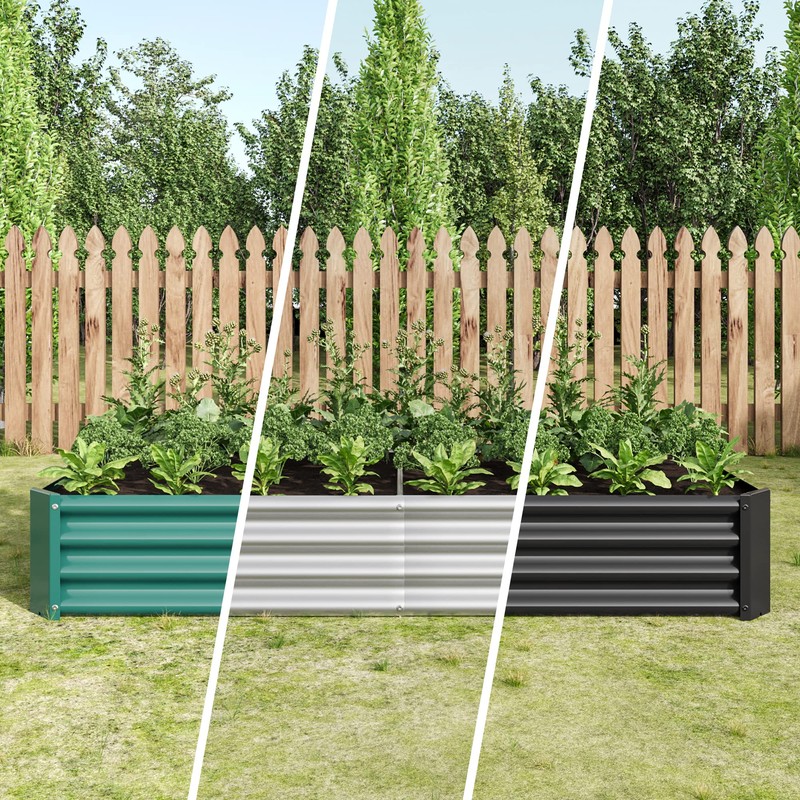 FOUBAM Galvanized Raised Garden Bed for Vegetables,Planter Raised Garden Boxes