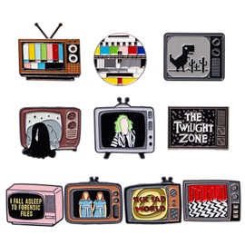 Neikafan Pack of 10 Lapel Pins Vintage TV Pin Metal Enamel Pin Enamel Brooch Set for Clothes, Bags, Jackets Accessories, DIY Crafts, Decor, Metal