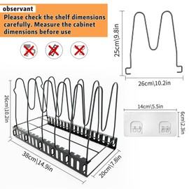 Vehookin 10 Tier Pot and Pan Organizer Rack for Cabinet, Expandable Pot Lid Organizer Holder Adjustable Pot Organizers inside Cabinet Pan Organzier Rack for Kitchen Cabinet Organizers and Storage.