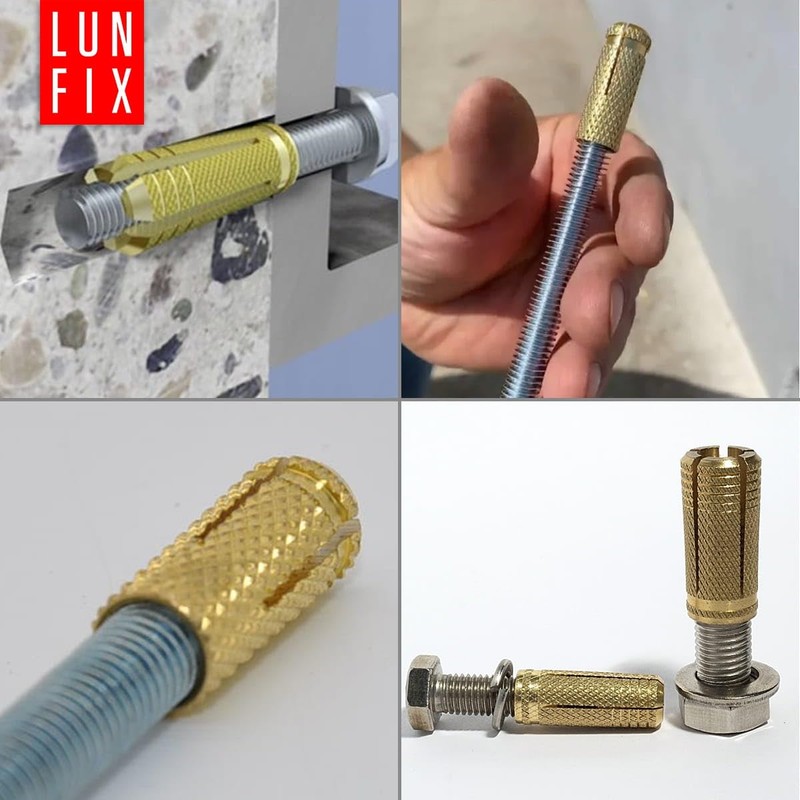 M12 Wall Anchor, Set of 10, Brass Dowels, 12 mm,