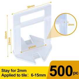 TUAKIMCE 500Pcs Tile Leveling System 2mm,Tile Spacer Clips for Floor Wall, Tile Installation Tool for Professional Ceramic Tile and Stone Installation, Spacers Only