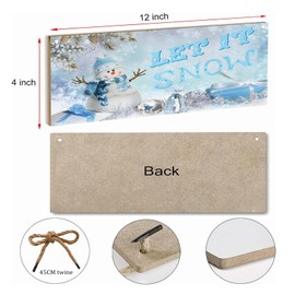 Christmas Snowman Outdoor Decorations Wall Decor Wooden Signs Hanging Wall Plaque Christmas Wood Sign Winter Snowman Door Sign for Home Restaurant Bar Cafe Office Outdoor Decor 12 x 4 Inches