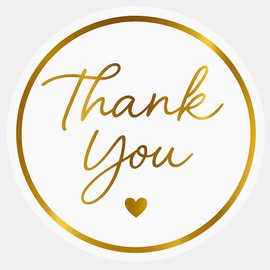 1.5" Gold Thank You Stickers, 200 Pcs Self-Adhesive Envelope Seals Sticker for Packaging, Small Business, Wedding, Party