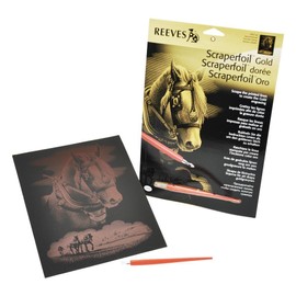Reeves Gold Scraperfoil Kit, 8-Inch by 10-Inch, Horse Portrait