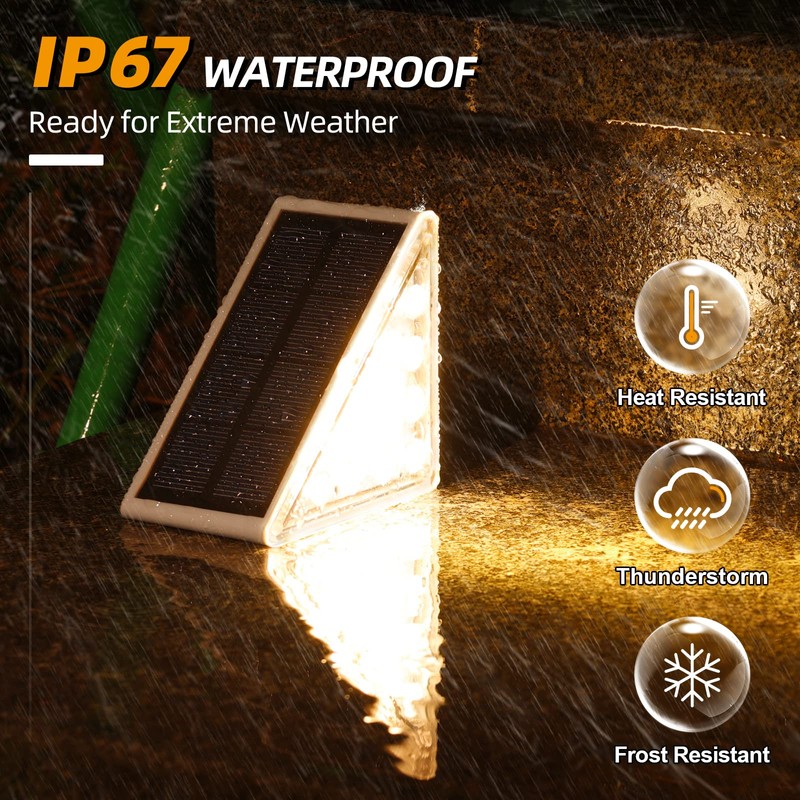 NIORSUN 6 Pack Solar Step Lights for Outside, Waterproof IP67