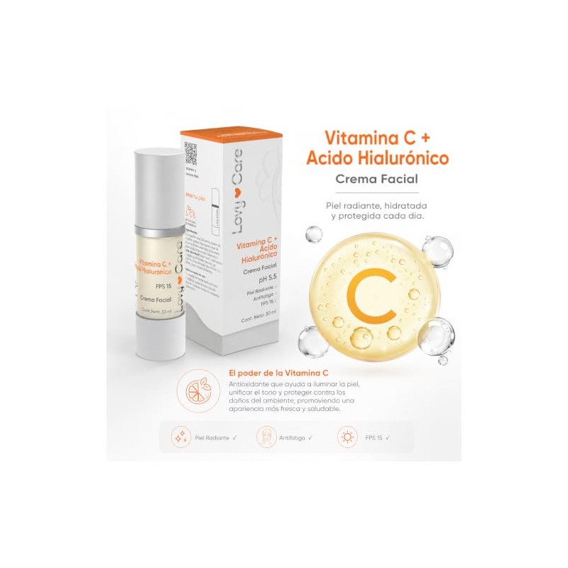 Lovy Care Crema Facial con Vitamina C + ?cido Hialur?nico