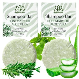 Organic Rosemary and Aloe Vera Solid Shampoo Bar for Hair Growth, Refreshing and Hydrating | Herbal Shampoo with Rosemary, Peppermint, Castor Oil, Argan Oil, and Betaine | Made in USA (2-pack)
