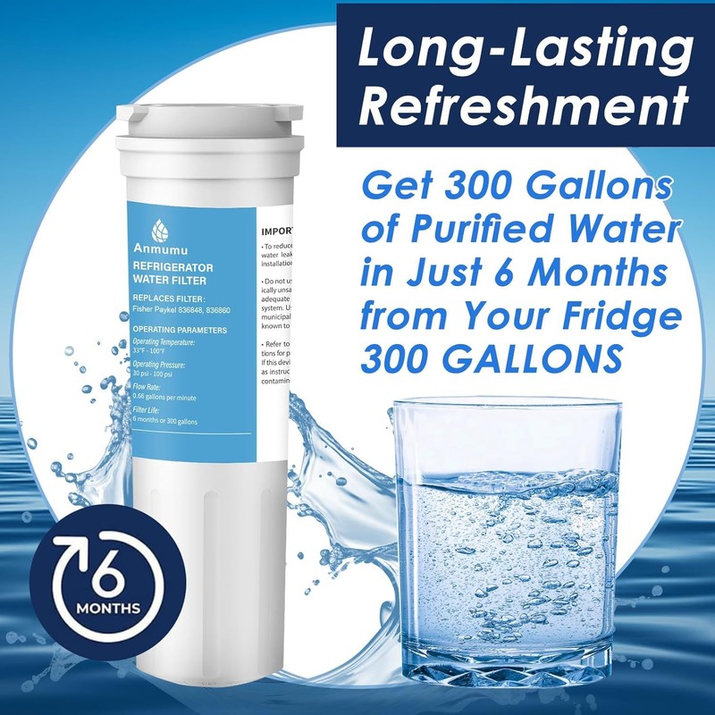 836848 Refrigerator Water Filter for Fisher&Paykel 836860,862285,862284,E402,E442B,E522B,RO185014,RO185011 Fridge Water Filter(2