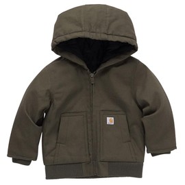Carhartt Baby Boy's Insulated Hooded Canvas Zip-Up Jacket, Olive Green