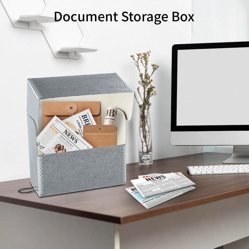 Lineco Archival Document Storage Box with Metal Edge, Acid-Free Gray