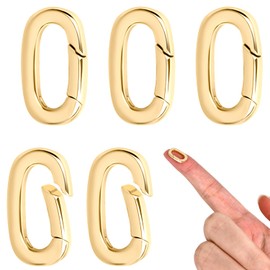 Pack of 5 Jewellery Clasps - Spring Ring Necklace Shortener, Bracelet Extension Clips for Chains, Jewellery Clasps, Jewellery Making, Gold