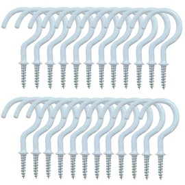 24 Pack 2.9 inch Cup Hooks Metal Ceiling Hooks, Household Screw-in Utility Storage Hook (White, 2in)