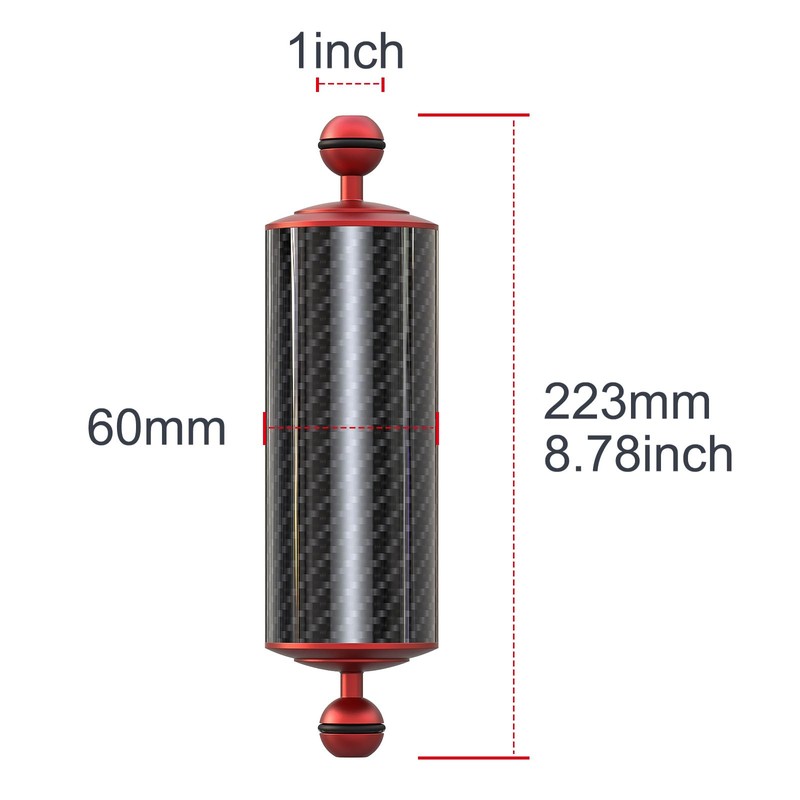 Carbon Fiber Underwater Float Arm with Dual Ball Mounts for