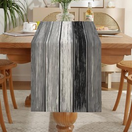 LOZULO Grey Vintage Table Runner Rustic Coffee Table Runners 40cm Wide Linen Striped Patterned Table Cover Outdoor Waterproof Table Cloth Decoration 40x140cm