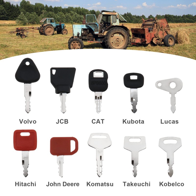 SING F LTD 10pcs Ignition Starter Key Set for Agricultural/Excavator
