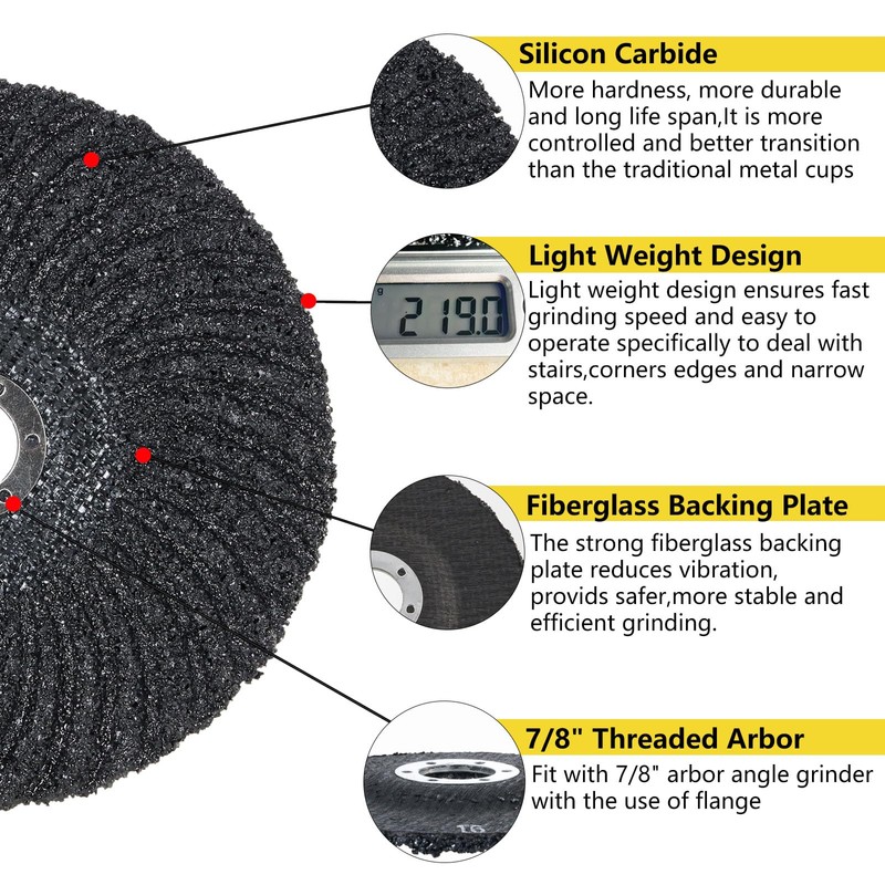 HONGUIS 7" x7/8" SiC Grinding Disc,3 Pack Cup Grinding Wheels