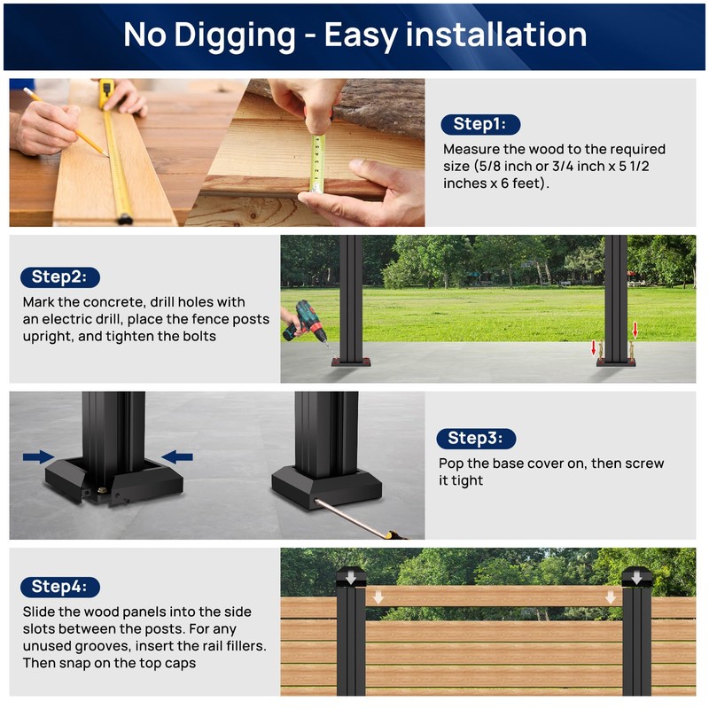1 Pack 6FT 3-Way Aluminum Fence Post, 1.8mm Thick Walls