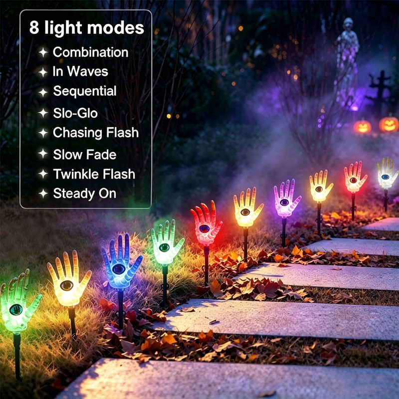 RueXig Halloween Solar Skeleton Hand Lights Outdoor, 10 LED Solar