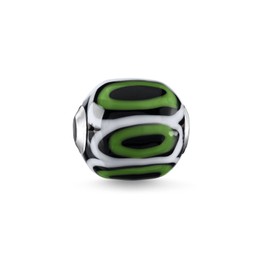 Thomas Sabo Women Men-Bead Karma Beads 925 Sterling Silver Glass Black White Green K0253-017-6
