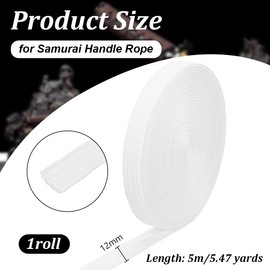 OLYCRAFT 5m White Ito Sageo Wrap Cord 12mm Wide Silk Cotton Blend Sword Grip Cord Tsukamaki Sageo Wrap Cord For Japanese Samurai Swords Handle Rope