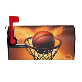 BROLEO letterbox cover Waterproof sun protection Fits standard or large size mailboxes Basketball On Fire picture 21x18 in, Black