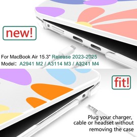 DONGKE Compatible with M4 MacBook Air 15 inch Case 2025-2023 A3241 A3114 A2941 M3 M2 Retina Display Touch ID, Plastic Hard Case & Keyboard Skin for MacBook Air 15" - Clear Retro Florals