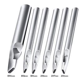 6 Pcs Oval Leather Punch Tools, Oval Leather Punch Set, Leather Hole Punch, Flat Craft Punch, Hollow Hole Punch for Leather Cutting Belt Bags Gasket DIY Making