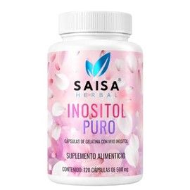 Inositol 100% Puro - 120 Cápsulas | Suplemento Alimenticio Natural | Apoya el Equilibrio Hormonal y la Salud Mental | Saisa Herbal