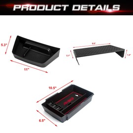 x xotic tech Interior Center Console Black Storage Organizer + Dashboard Hidden Insert Tray + Armrest Box Drawer Coin Container Case w/Red Edge Pad, Compatible with Honda CRV 2023 2024 2025