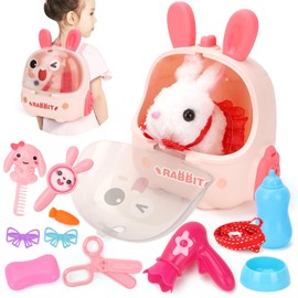 LINMANSHUO Sbunny Toys Interactive Electronic Pet, Hopping Wind Up Bunny, The Wiggles Toys for Toddlers, Pet Care Playset, Interactive Pet Gifts for Toddlers (YL001)